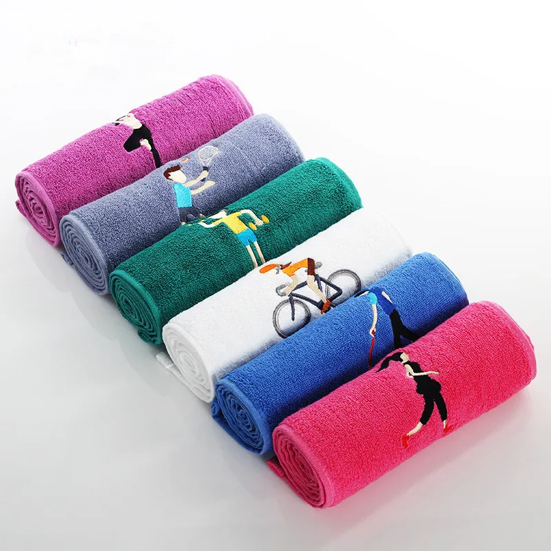 

100% Cotton Sport Towels Embroidery Soft Sweat Absorb Marathon Running Fitness Gym Yoga Sport Towel Free Shipping