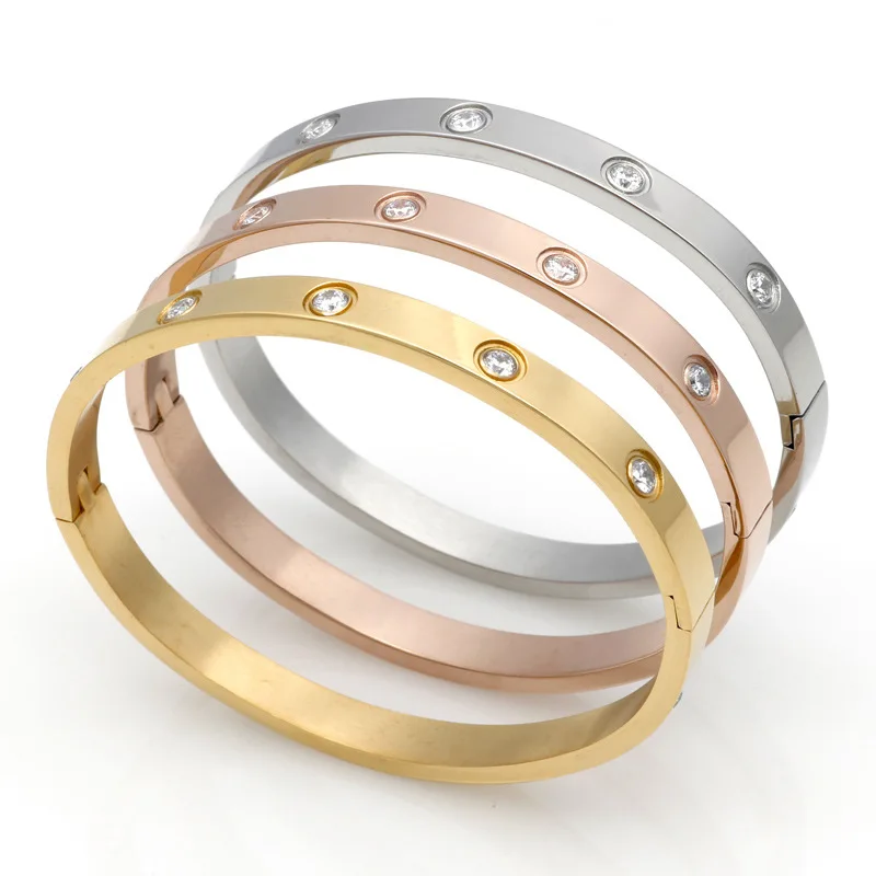 

Stainless Steel Luxury Classic Design Love Bracelets Bangles Wristband Bangle 316L Titanium Lover Bracelet for Women Pulseiras