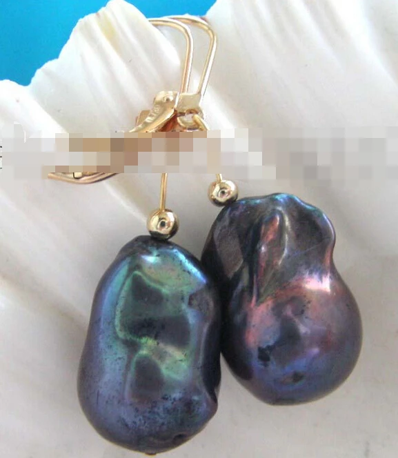 hot sell new - hj 00425 Black Reborn Keshi Pearl Earrings 14k | Украшения и аксессуары