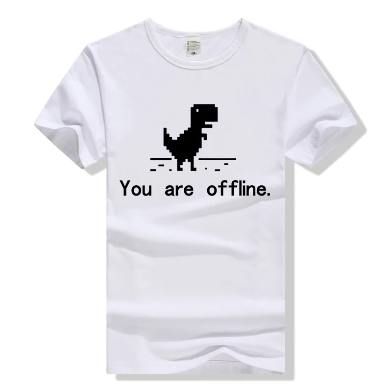 TEEWINING Pixel Динозавр Футболка это толпа Футболка мужская футболка Geek Tee You Are Offline