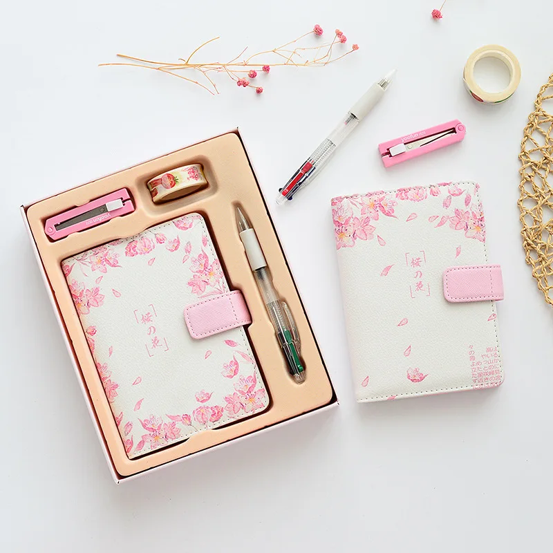 Aesthetic Pink Green Diary Planner Notebook Stationary Set Gifts Kits
