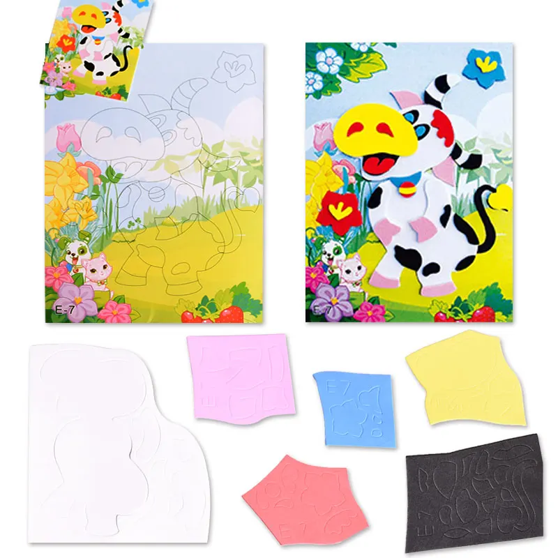 Cows Patterns 3D Cartoon Animal Puzzles EVA Foam Sticker Baby Kids