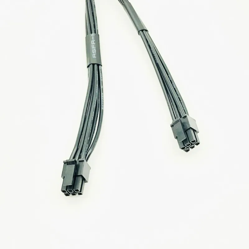 18AWG Dual Mini 6 Pin Male To 8 Pin Male PCI-e Y Splitter Power Cable