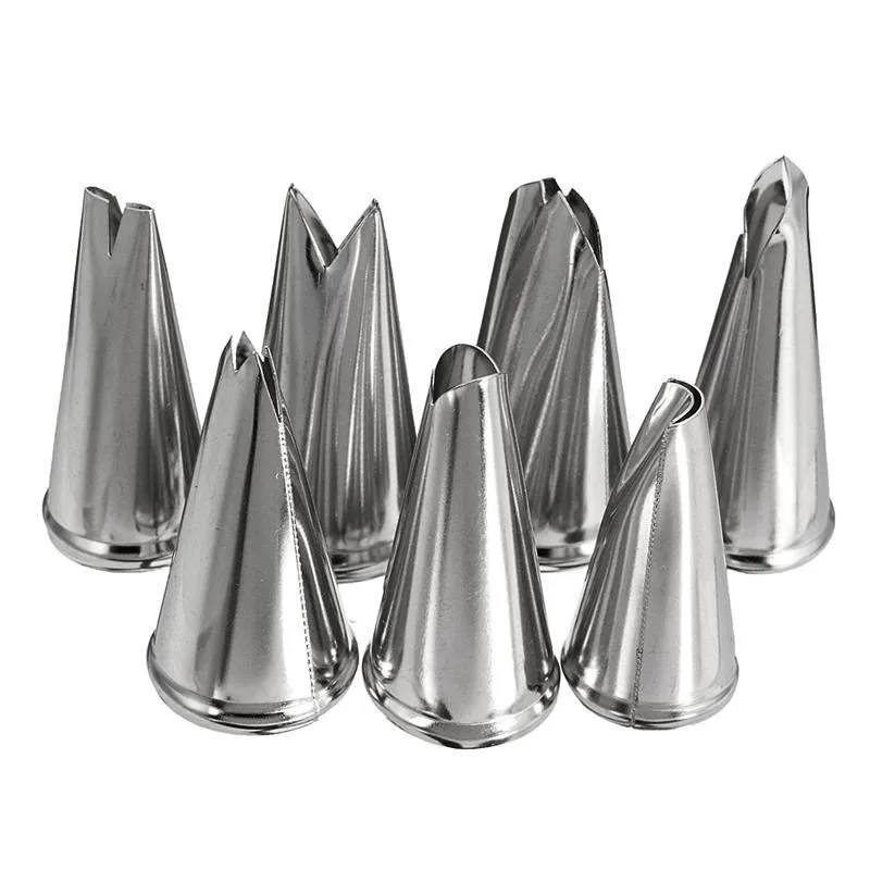 7Pcs/Set Cupcake Decorating Tips Premium 304 Stainless Steel Cream Leaves Icing Piping Nozzles DIY Pastry Cake Decorating Tools