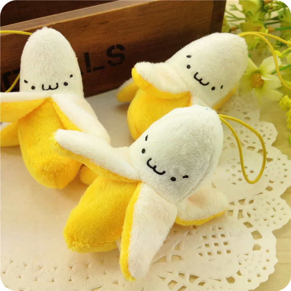 

Peel Banana Plush Key Chain Cute Child Women Accessories Cell Phone Charm Pendant Fruit Stuffed Toy Car Keychains Gift 3pcs/lot