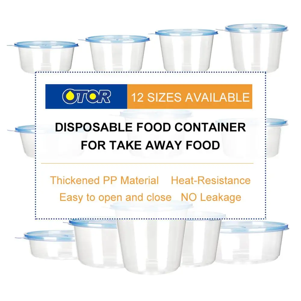 OTOR 1000 шт 12 унций 16 унций одноразовые пластиковые для еды контейнер Microwaveable ланч бокс