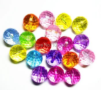 

20MM 100pcs / Lot mix color Gumball Bubblegum transparent Acrylic Faceted Beads, Colorful Chunky Beads for Necklace Jewelry