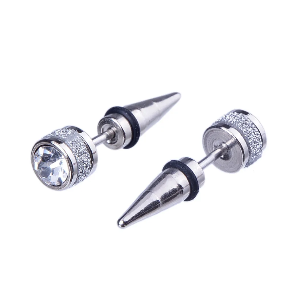 7 Styles Punk Black Stainless Steel Rivet Cross Stud Earrings Men 7 Styles Punk Black Stainless Steel Rivet Cross Stud Earrings Men Women Zircon Ear Piercing Jewelry 6mm 7mm In From