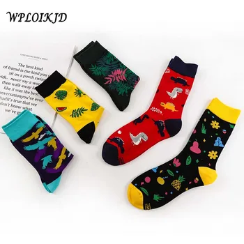 

[WPLOIKJD]Spring Summer Styles Creative Socks Men Colorful Funny Unisex Socks Comfortable Fashion Cotton Cute Socks Harajuku