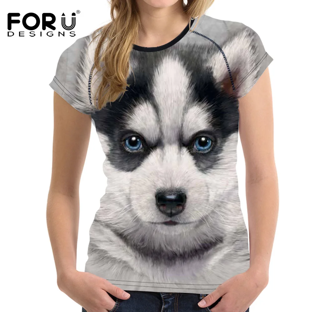 FORUDESIGNS/Женская Базовая футболка с милым 3D золотым ретривером собачкой животным