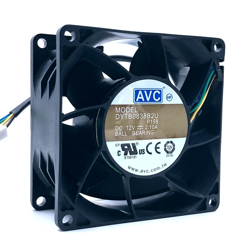 

12v Ball Bearing Cooling Fan 8038,New for AVC DYTB0838B2U 2.1A 80X38mm 4-pin PWM,High Speed CFM Air Flow,for Car Boost Miner