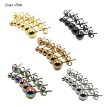 1 пара, модные мужские серьги-гвоздики, простые маленькие шариковые серьги-гвоздики для женщин, нержавеющая сталь, серебро, черный, розовое золото, радужные, 3-8 мм, Новинка