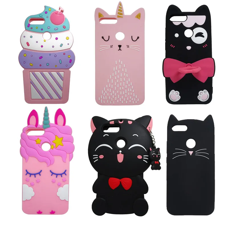 

Silicon 3D Lovely Cartoon Golden Horn Cat Case For Huawei P Smart Cover Phone Case