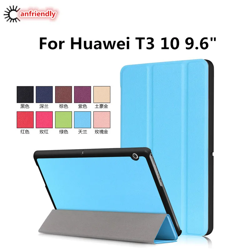 

For HUAWEI MediaPad T3 10 9.6" Case Flip Cover for HUAWEI T3 10(9.6 inch) Tablet 3 Fold Stand Leather Fundas Shell Coque Capa