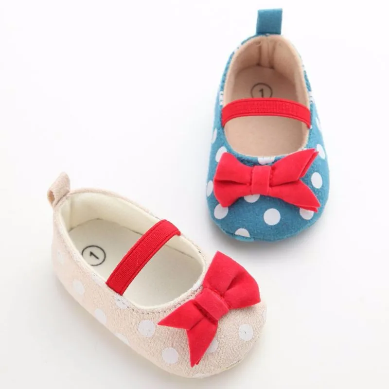 Sweet Baby Обувь для девочек принцессы в горошек большой бант для малышей балетное платье мягкой подошве Anti-тапки обувь