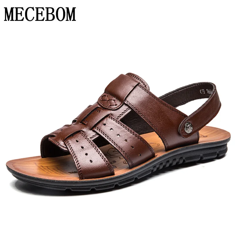 

Men's Big Size Sandals qualtiy slip-on flats men beach sandalias fashion men slippers black browan summer shoe 38-47 16m