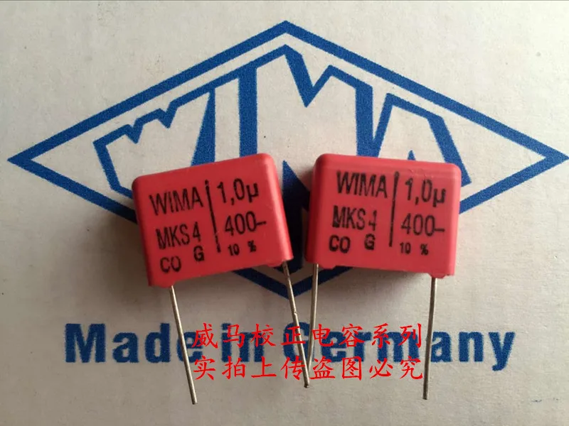 10pcs lot germany audyn q4 mkp 400v series 5% hifi fever speaker divider stepless film capacitor free shipping 2020 hot sale 10pcs/20pcs Germany WIMA MKS4 400V 1UF 1.0UF 400V 105 400V P: 15mm Audio capacitor free shipping