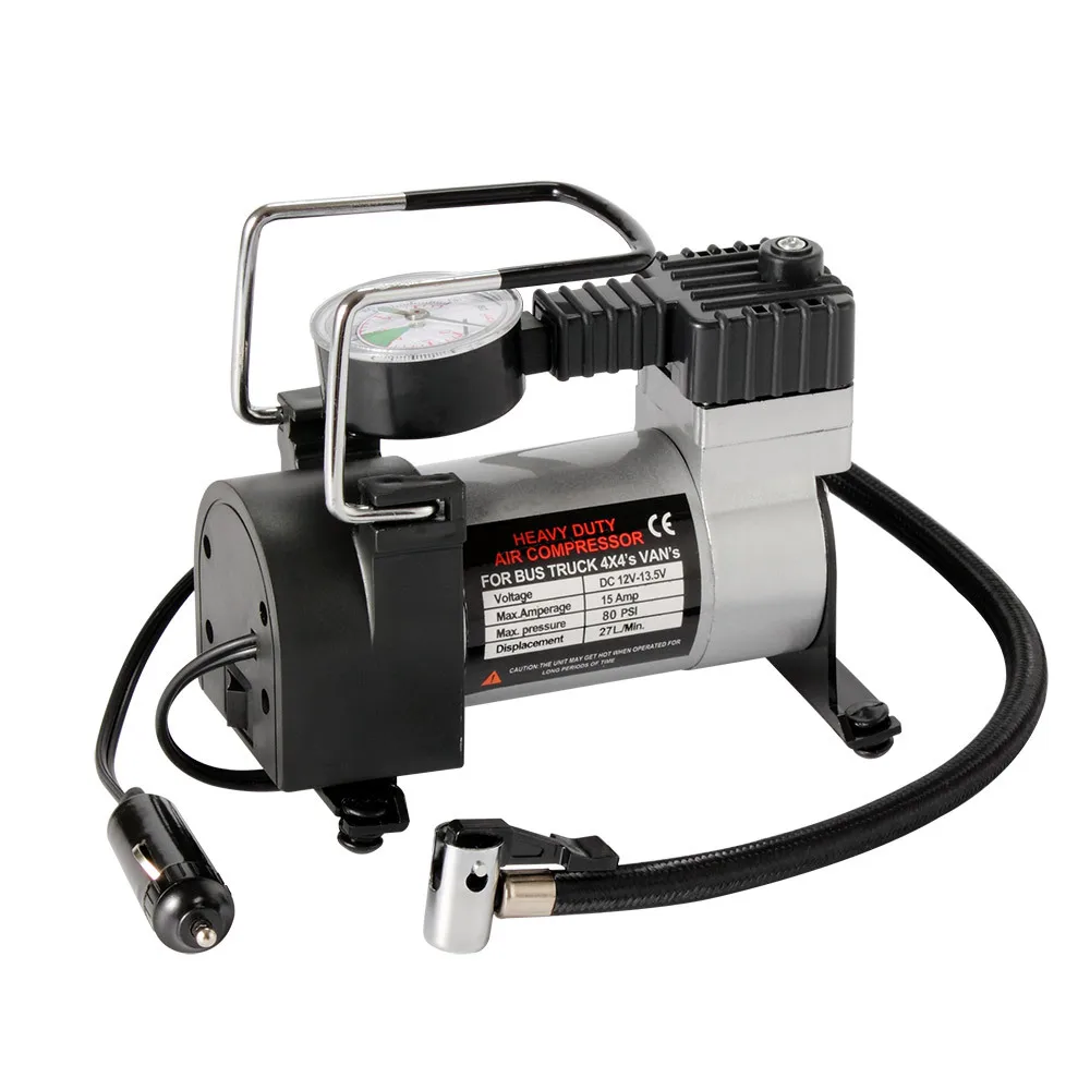 HOUTBY Portable 12V Car Motor Bike Tyre Inflator Electric Pressure Air Compressor Pump PSI Tools Gauge
