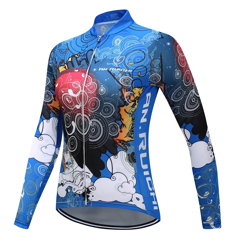 

Women Colorful Cycling Jersey Basic Blue Pattern Breathable Quick Dry Full Sleeve Riding Jerseys Customized/Wholesale Service