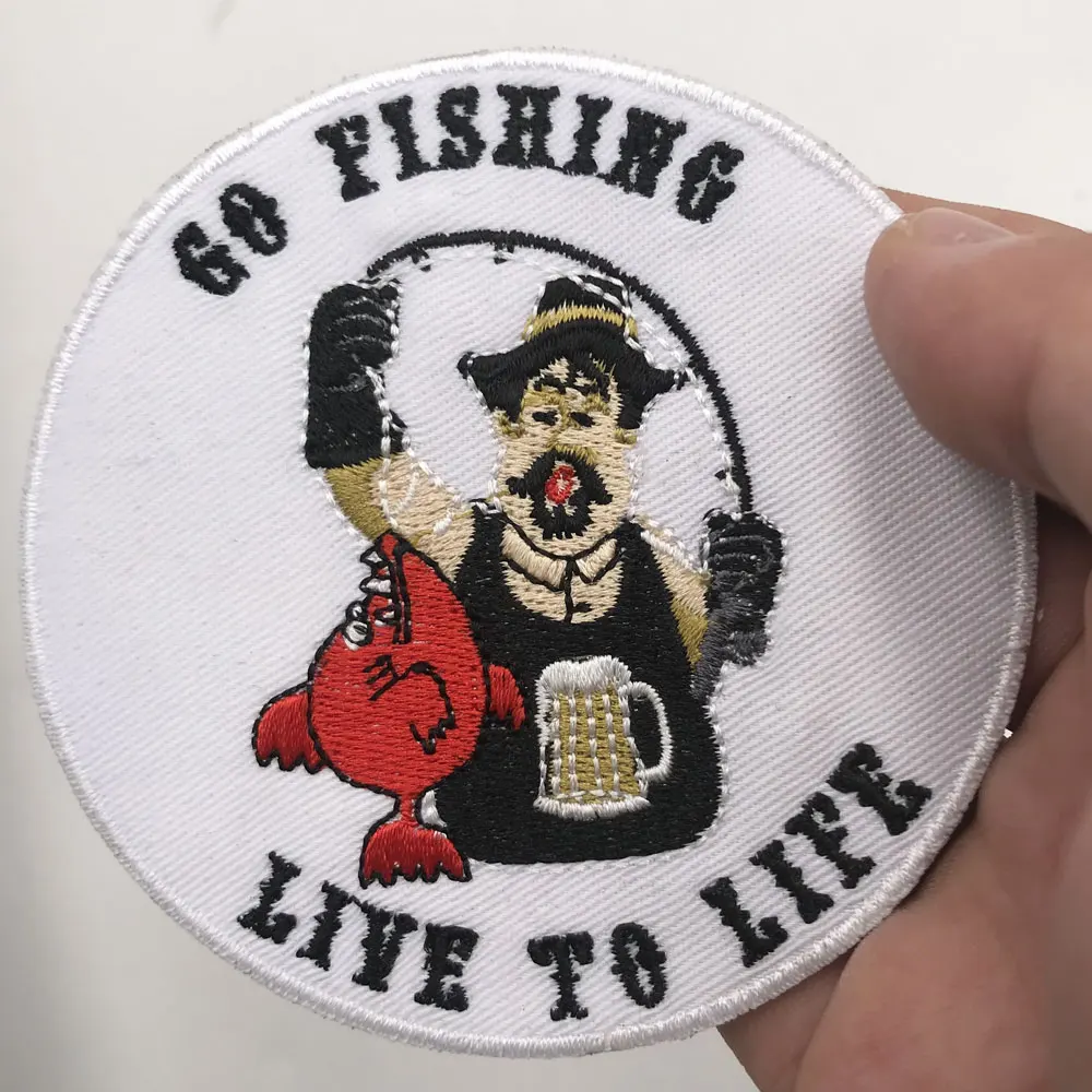 GO FISHING патч вышитая аппликация, этикетка для шитья панк байкерские нашивки одежда наклейки аксессуары для одежды значок