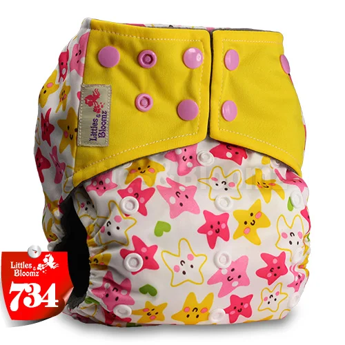 [Littles&Bloomz] Детские моющиеся многоразовые тканевые подгузники, бамбуковый уголь, один размер, подгузники, обертывающиеся вставки - Цвет: 734