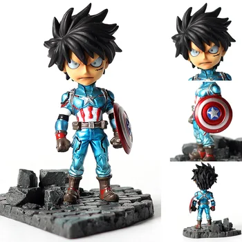 

ONE PIECE Anime Action Figure Monkey D Luffy Cos Captain America Ver Model Snitch King Collection Kids Decoration Doll New 13cm