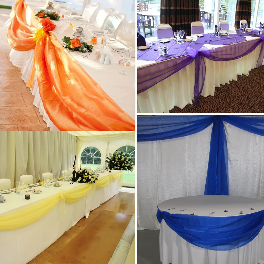  10M*1.35M Peach Color Sheer Swag DIY Organza Swag Fabric For Wedding decorationbackdrop curtain and
