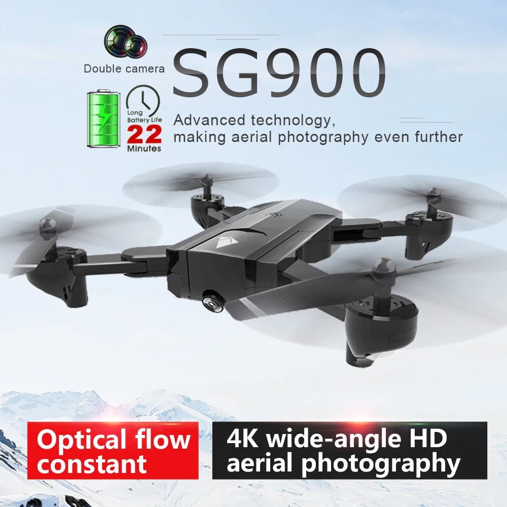Квадрокоптер для селфи 22 мин. SG900 X196 F196 с двойной камерой HD 4K FPV Wi Fi складной Дрон