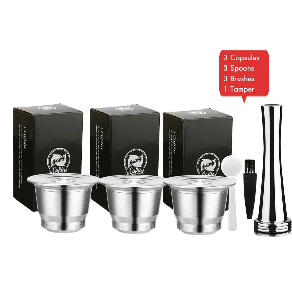 ICafilas Coffee Capsule Pods For Nespresso Stainless Steel Coffee Tamper Refillable Reusable Coffee Filters For Nescafe Machine ICafilas Coffee Capsule Pods For Nespresso Stainless Steel Coffee Tamper Refillable Reusable Coffee Filters For Nescafe Machine