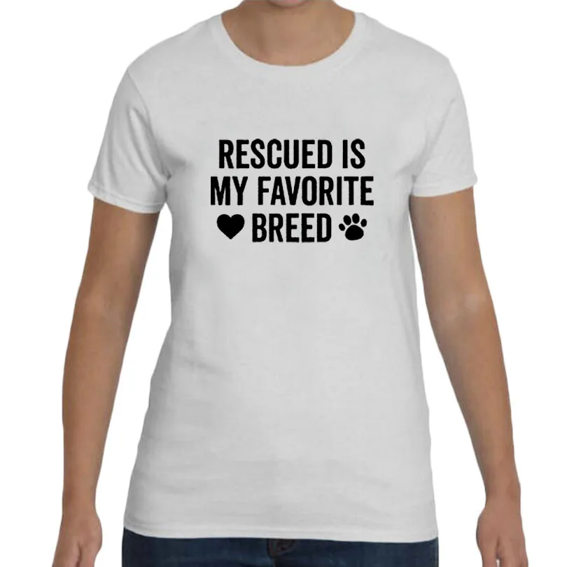 Rescue Dog Lovers Slogan Rescued Is My Favorite Breed T shirt Women