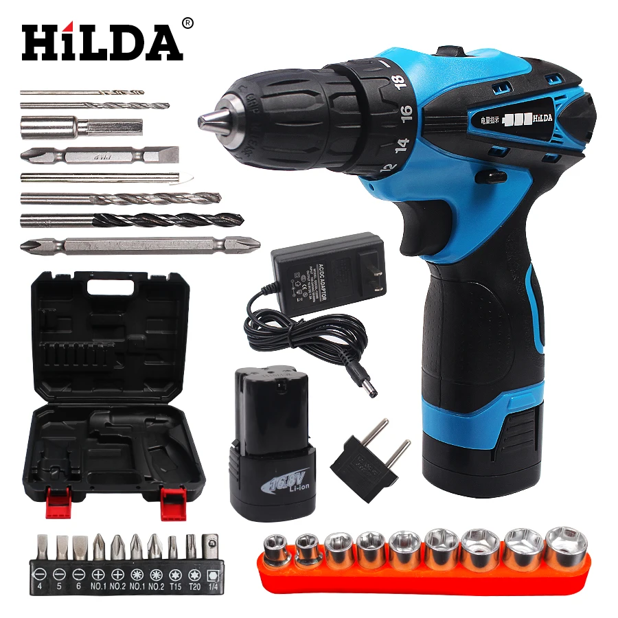 Goedkoop 16.8 V Cordless schroevendraaier Dubbele Snelheid Lithiumbatterij Power Tools Waterdichte Elektrische Schroevendraaier Professionele Case Huishouden