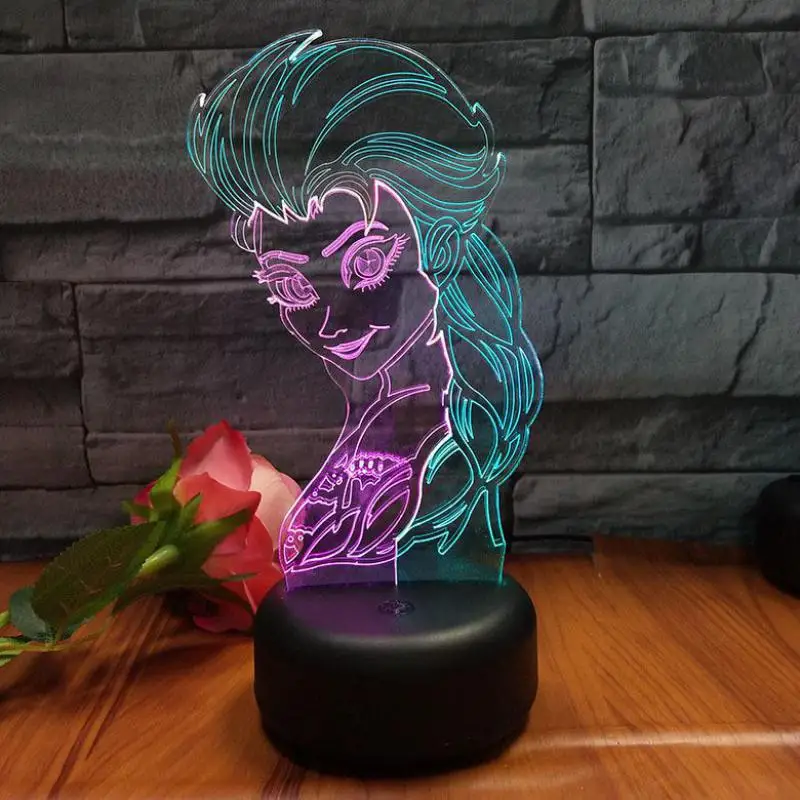 cheap Beauty Girl Visual Night 3D Light Creative Christmas children #039;s birthday gift wholesale Table Lamp For Bedroom Desk Lamp