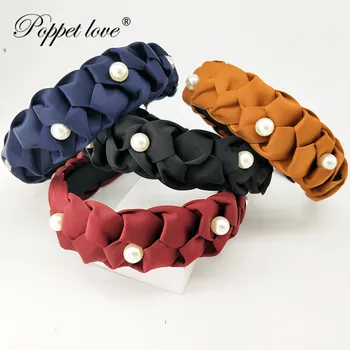 

Fashion Women Pearl braid Turban Hairband Women Hair Head Band Hoop Accessories Simple Sweet Girls Hair Hairband Headband