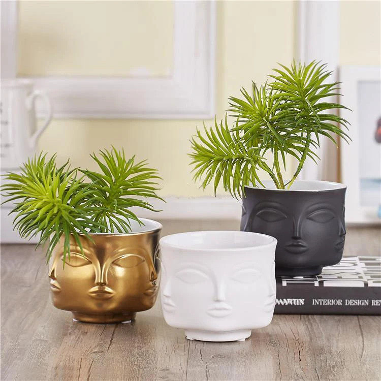 White Nordic Ceramic Plant Pots Creative Art People Face Vase White Nordic Ceramic Plant Pots
