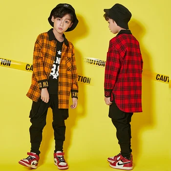 

Smart Ropa Hip Hop Clothes Kids Dance Costumes Festival Clothing Children Lattice Street Dance Clothes Team Dance Wear BL1397