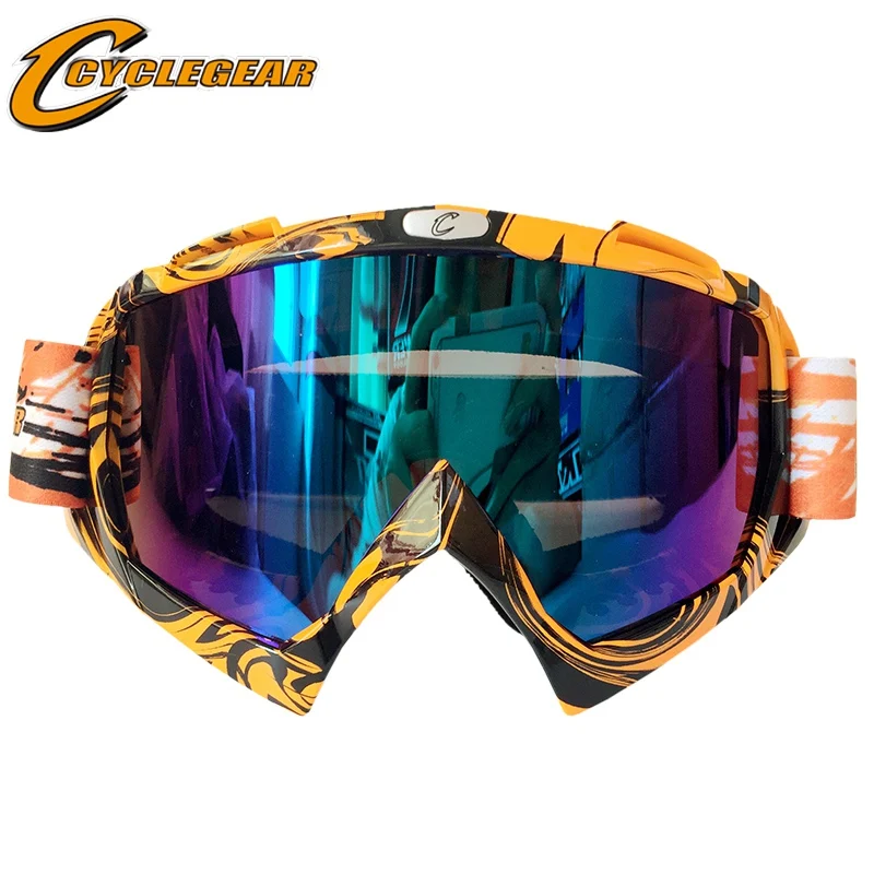 CYCLEGEAR CG08 мотокросса Байк очки, мотоциклетные очки MX Gafas Moto Off дорожные очки крест очки для езды на мотовездиходе - Цвет: Orange Rainbow