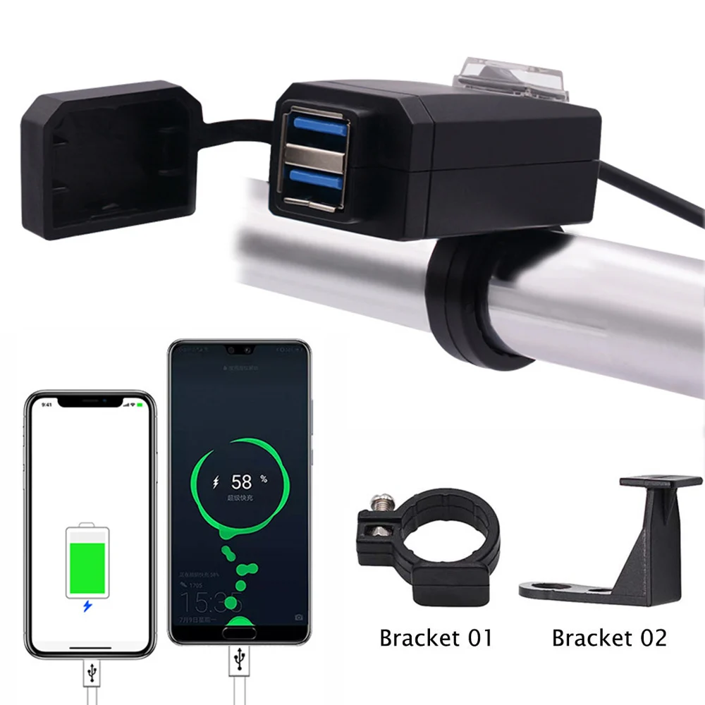 QC3.0 мотоцикла Usb Зарядное устройство Универсальный USB мото Dual быстрой зарядки 12V usb