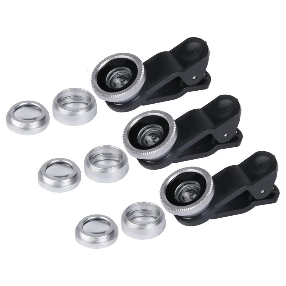 Mobile Phone Lens 3in1 Kit Universal Clip Smartphone Camera Lenses Wide Angle Macro Fish Eye for IPhone Samsung  huawei