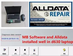 Все данные автосервис программного обеспечения Alldata 10,53 и mb SD Connect C4 программного обеспечения 2018,09 2in1 установлен в d630 ноутбука Win7