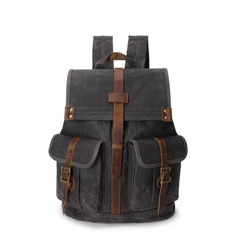 Новинка, мужской рюкзак, винтажный, тканевый, водонепроницаемый, с мягкой ручкой, Одноцветный, с ремешком на плечо, большой, кожаный, рюкзак для путешествий - Цвет: Серый