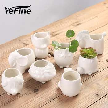 

YeFine Creative Ceramic Flowerpot Planter Bonsai Garden Pots Planters Jardin Bonsai Desk Succulent Flower Pot Cute Animal Pots
