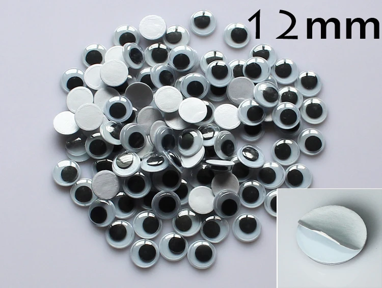 Hot sale 12mm Plastic eye with self adhesiveWiggle Eyes forDoll Toy diy 4000pcs lot