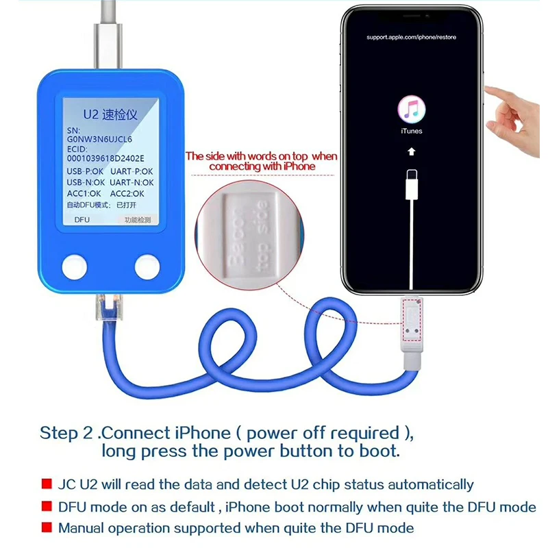  JC U2 Tristar Tester Fast Detector for iPhone U2 Charge IC Fault Fast Tester SN Serial Number Fast 