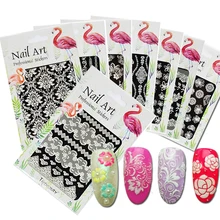 Белый цветок/кружева стикеры 3D на ногти Nail Art Наклейки тиснением Творческий Маникюр-наклейки для ногтей красота декор LADP201-224