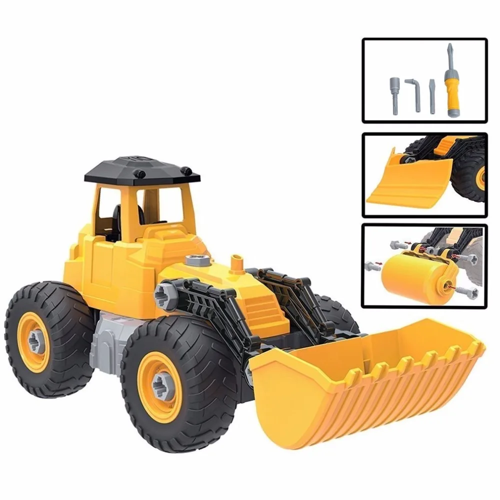 kids bulldozer truck car toy diy pretend play set assemble transform