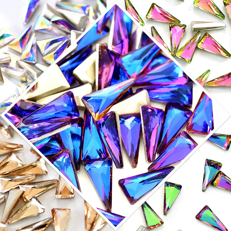 

20pcs High Quality Tri-angle Nail Art Rhinestones Colorful Crystal Glass Non Hot Fix Rhinestones for DIY Nail Decoration B1223
