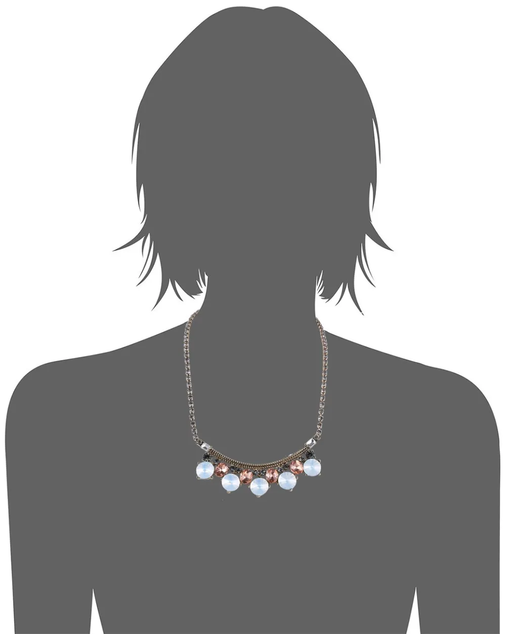 eManco Rhinestone chain necklace collar women new summer arrivals opal crystal pendant choker NL13153