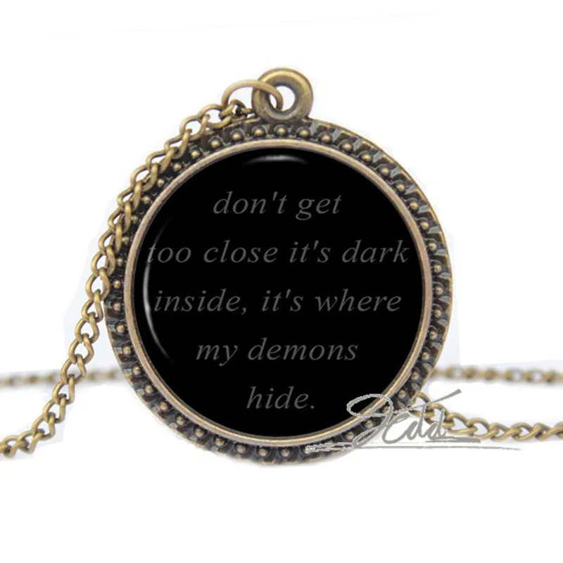 IMAGINE DRAGONS Black Dome Necklace Song Lyrics подвеска с цитатой музыкальная бижутерия цепочка Demons