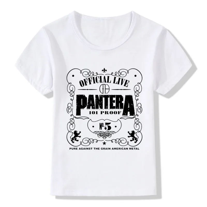 

2018 Children Pantera Logo Print T-shirt Kids Summer Tops Girls Boys T shirt Power Heavy Metal Baby Clothes,HKP561