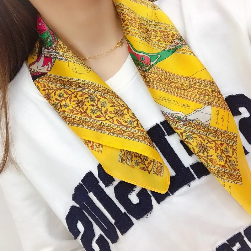 53*53cm Fashion Dot Striped Women Scarf Cashew Print Small Square Scarf Spring Summer Lady Scraf Head Scarf Headbands - Цвет: 13